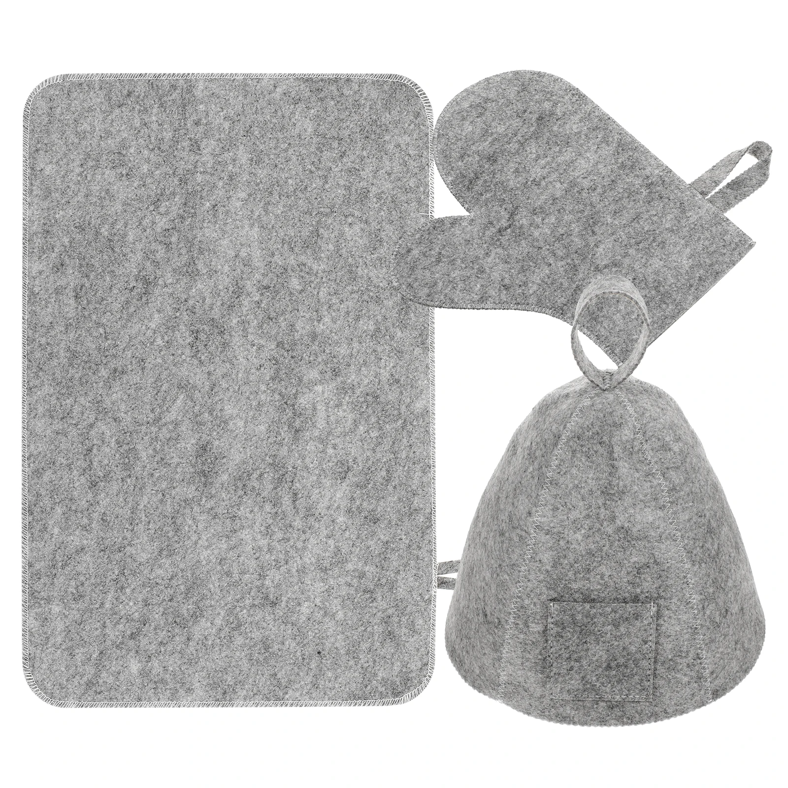 

1 set Felt Glove Grey Sauna Bathing Caps For Women Women Bathing Sauna Hat Accessories Hair Protection Shower Caps Gloves