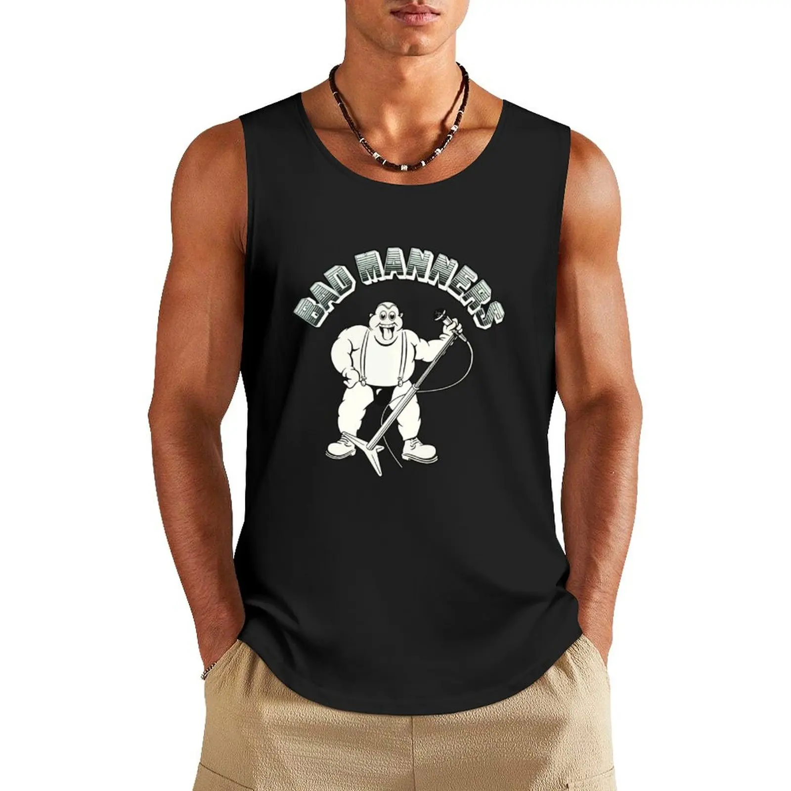 BAD MANNERS Tank Top anime t-shirts Men sleeveless tee