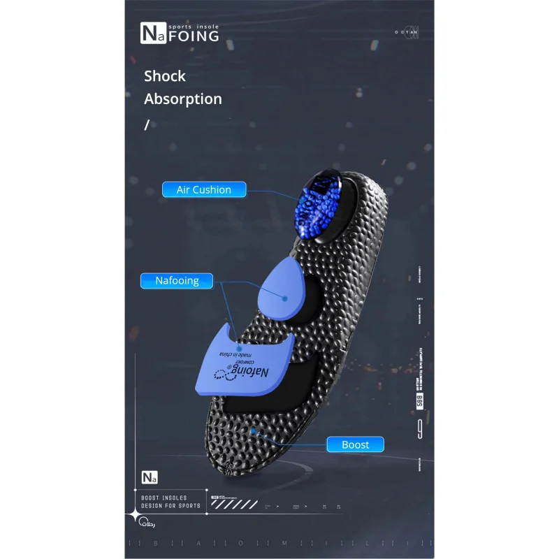 1Pair Black Sports Shock Absorption Insole PU Memory Foam Breathable Arch Support Orthopedic Shoes Pad for Men Women Feet Care