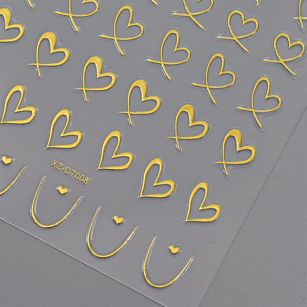 3 قطعة ثلاثية الأبعاد عيد الحب مسمار الفن ملصقات الذهب/الفضة/ارتفع الذهب خطوط الحب القلب لاصق الشارات DIY المتزلجون مانيكير الديكور