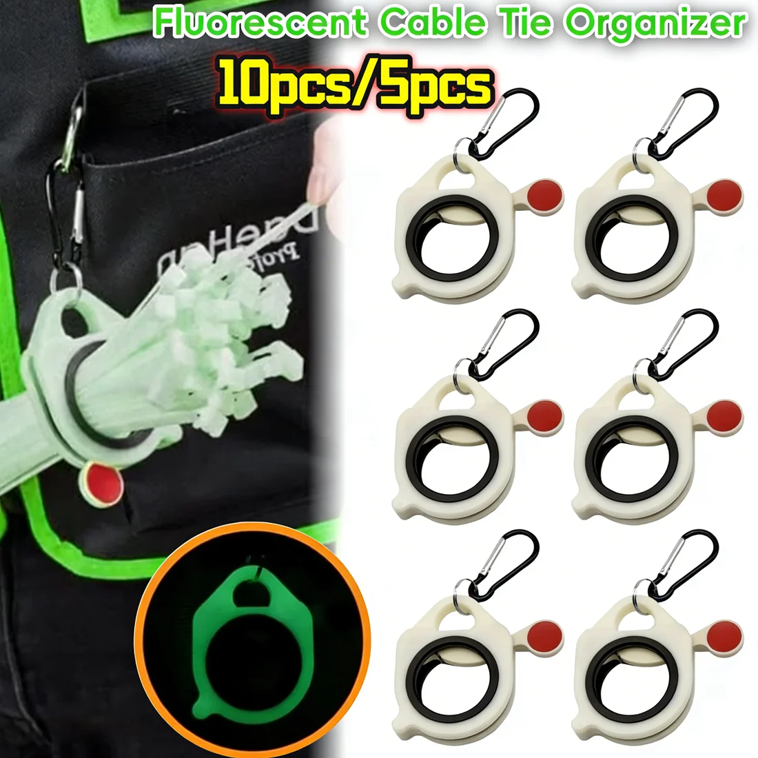 10pcs/5pcs Cable Tie Organizer Reusable Fluorescent Zip Ties Arrangement Multi-Functional Plastic Cable Clamp Wire Ties Keeper