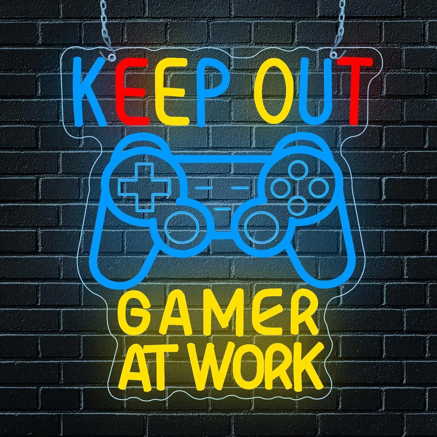 Keep Out Gamer At Work With Gamepad Neon Sign LED Lights for Teen Bedroom Game Room Internet Cafe E-sport Theme Wall Art Decor