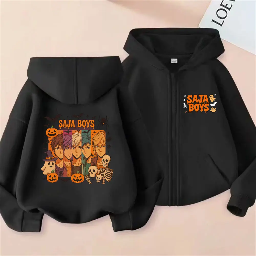 

Movie Kpop Demon Hunters Zipper Hoodie Funny Kawaii Saja Boys Graphic Zip Up Jacket Men's Women's Cartoon Fashion Trend Hoodies