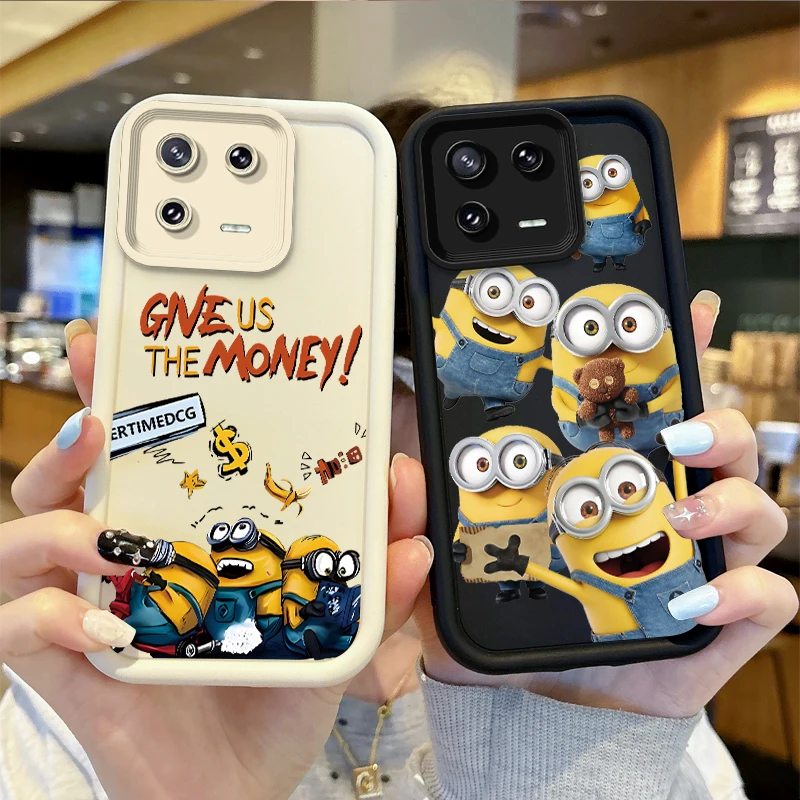 M-Minions Cartoon Phone Case for XiaoMi 14 13 12 11T Pro 13 12 11 Lite Poco F6 F5 X5 X3 Pro NFC Liquid Silicone Shockproof Cover