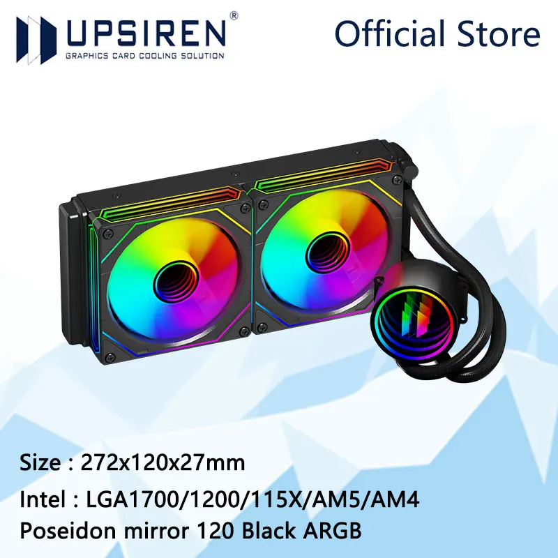

UPSIREN Poseidon mirror 240 ARGB All-in-one water cooling radiator/TDP260W Infinity mirror lighting effects/Support LGA1700/AM5