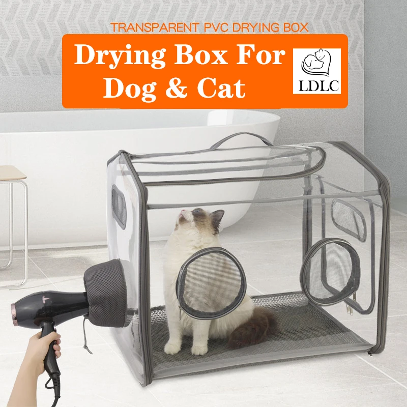 

LDLC Dog Pet Drying Box Cat Blowing Drying Bag Foldable Dog Bathing Drying Tent Dog Cat Transparent PVC Drying Box Pet Supplies