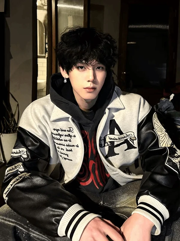 

Американская толстовка-бомбер оверсайз для мужчин и женщин, весенне-осенняя, парная, с вышитыми буквами