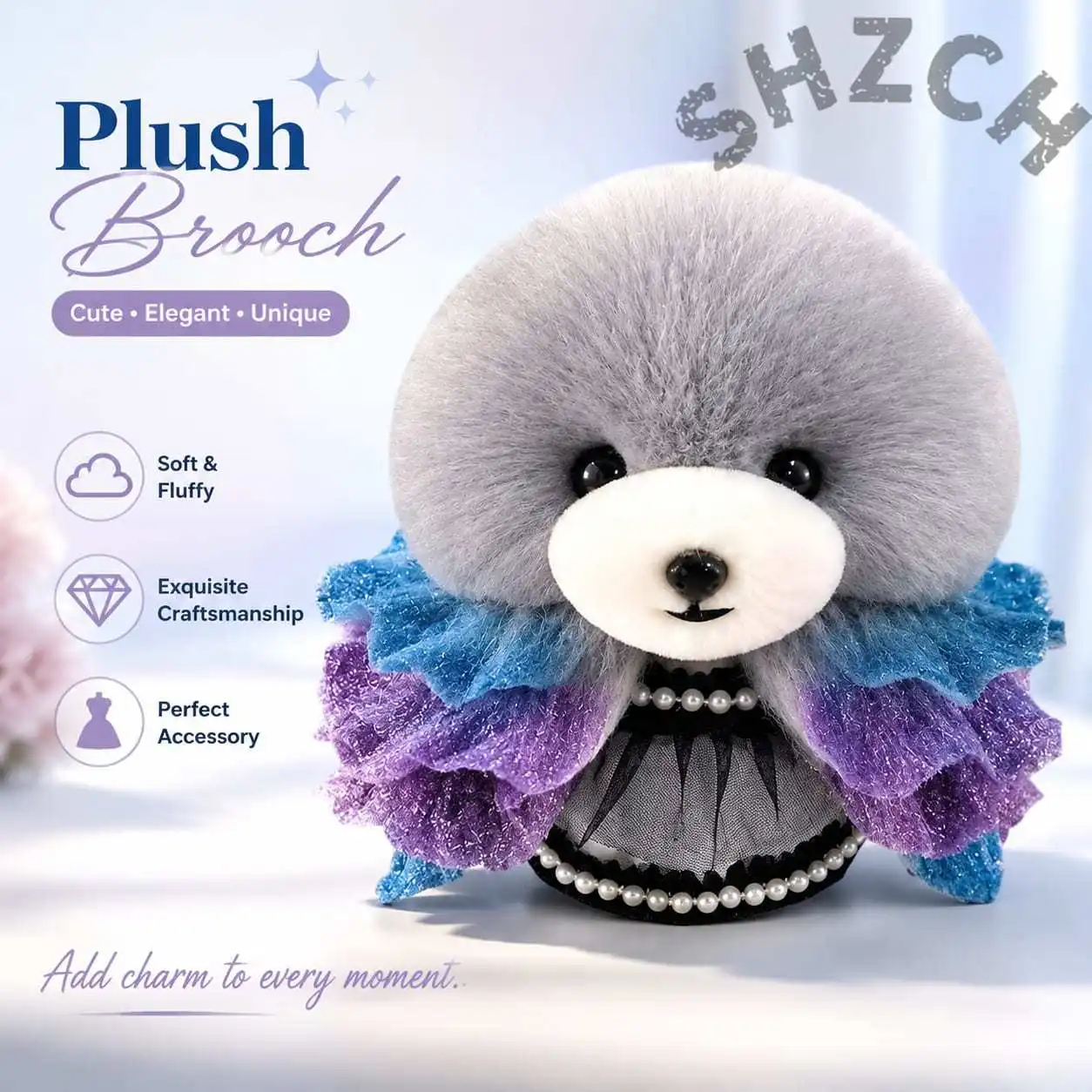 Japanese Style Cute Teddy Fake Fur Head Model With Skull Skeleton Pet Grooming Practice Comb Training Fake Fur Head Model