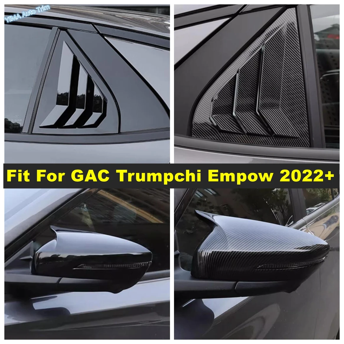 

Black / Carbon Fiber Car Window Louver Vent / Rearview Mirror Frame Accessories Cover Trim For GAC Trumpchi Empow 2022 2023 2024