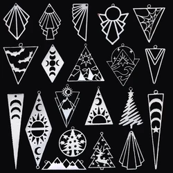 3PCS DIY Tassels Earrings Triangle Geometric Stainless Steel Pendant Charm For Jewelry Making Necklace Personalize Accessories