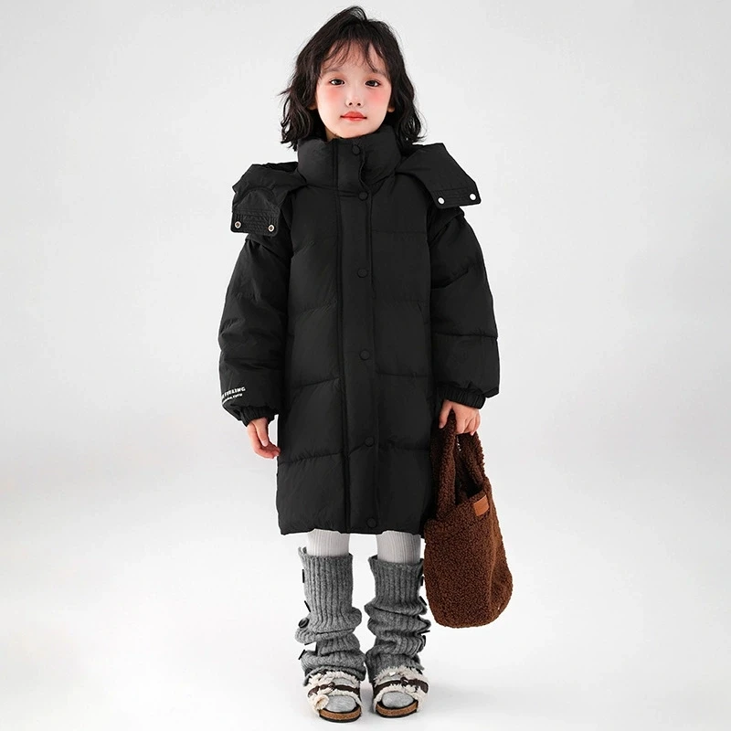 

Winter Outdoor Girls' Clothing Long Warm Snow Clothes Children's Coat Hooded Cotton Coat Soft Loose Kids Outerwear RM103