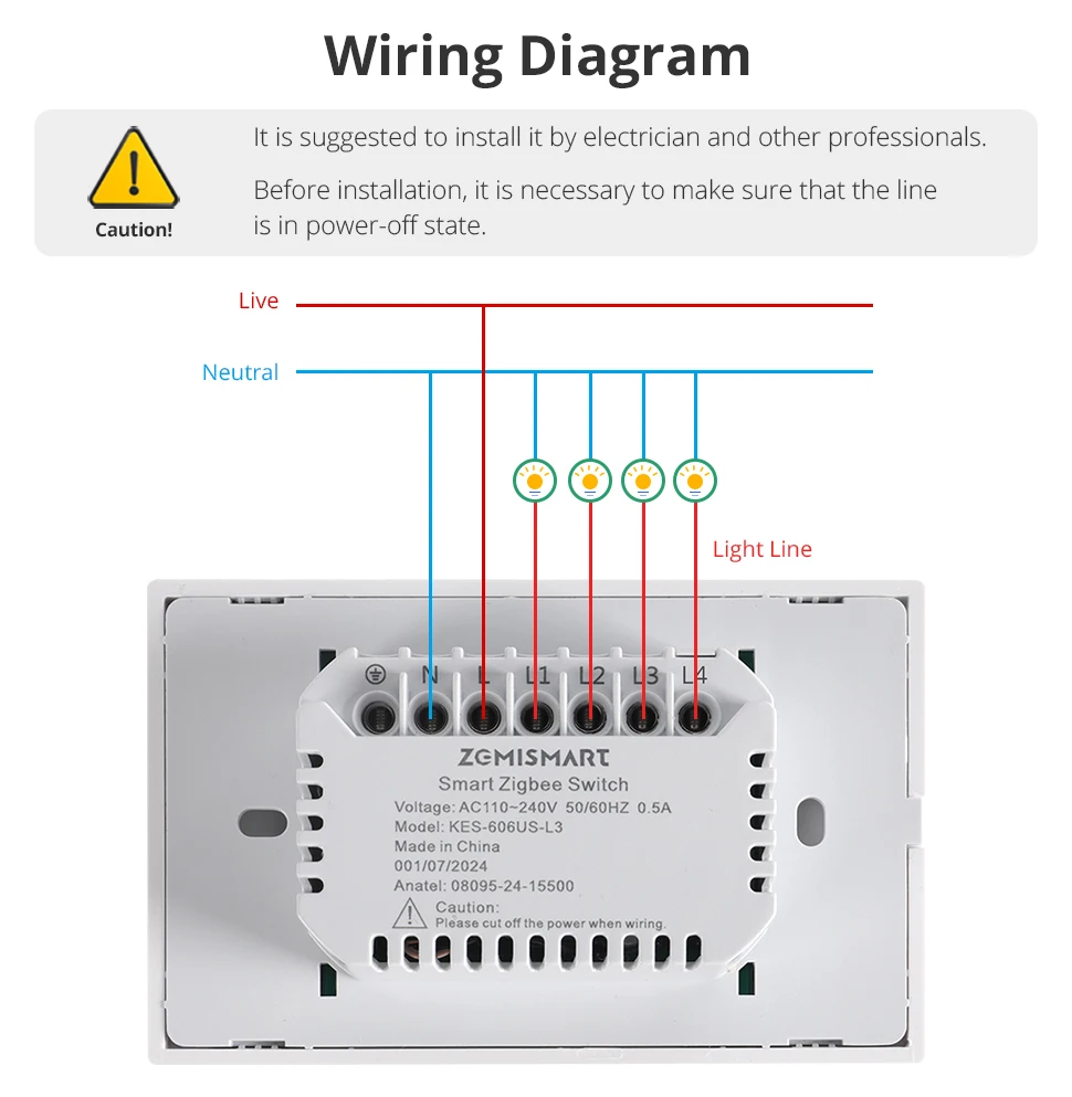 Zemismart Zigbee Push-Wandlichtschalter, kompatibel mit Tuya, Alexa, Google Home und SmartThings über Hub, 1, 2, 3, 4-fach, Neutralleiter erforderlich – Detail 13
