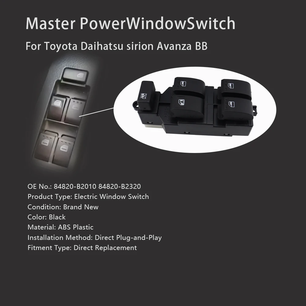 LHD Für Daihatsu Sirion 2005 2 Van 2006 Terios J2 2007 84820-B2010 Fensterheber-Hauptschalter – Detail 6