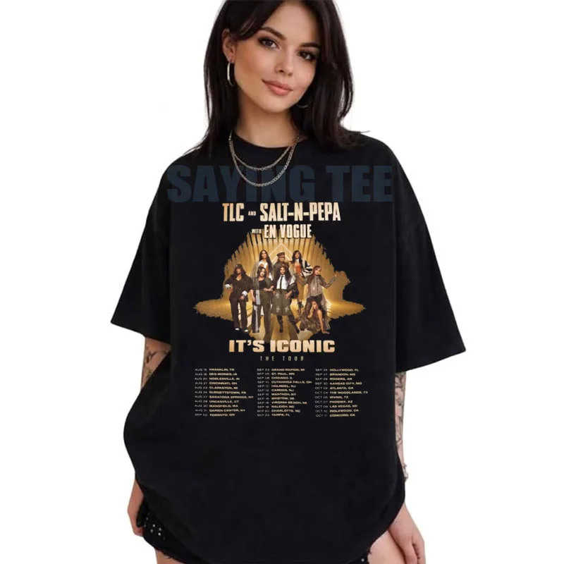 Damen Vintage TLC Musik Mode Kurzarm T-Shirt Y2k Persönlichkeit R&B Rock Musik Konzert Streetwear Kleidung Freizeitoutfit – Detail 6