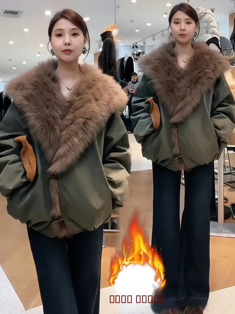 

Korean Sle ort Thiened Fce Lined Women's down Jaet 2026 Winter Faion Outerwear Comfortable Cotton Coat