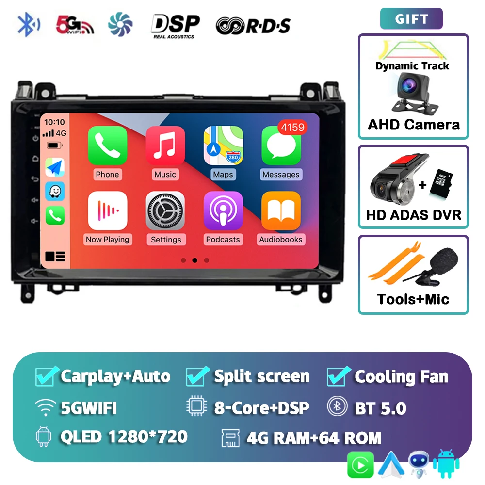 Android 15 Voor Benz Sprinter Volkswagen Crafter 2006-2016 2K QLED Android Autoradio Multimedia Video Player GPS stereo CarPlay