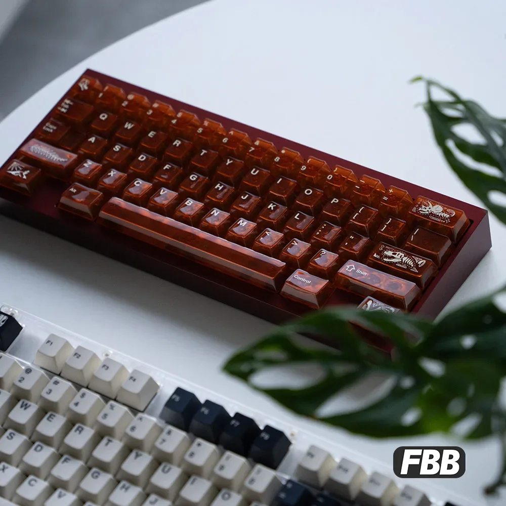 FBB Original Fossil/Amber Keycaps Cherry Profile Mixed Color PBT Dye Sublimation Custom Mechanical Keyboard Peripheral Keycaps