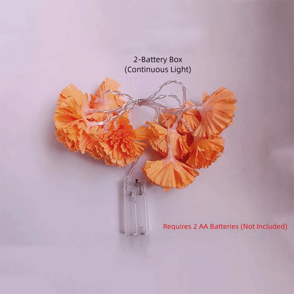 

1.5/3m Mexican Marigold LED Light Battery Powered Orange Marigold Artificial Flowers Halloween Marigold Light String
