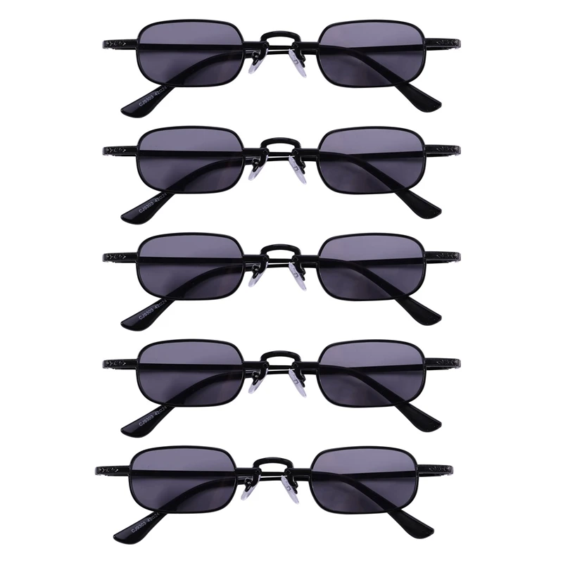 5X gafas Retro Punk gafas de sol cuadradas transparentes para mujer gafas de sol Retro hombres Marco de Metal-negro y negro gris