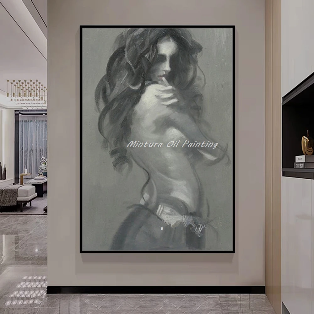 

Mintura,Handmade Beautiful Girl Oil Painting On Canvas,Modern Home Decoration,Abstract Figure Poster,Wall Art Picture,Room Decor