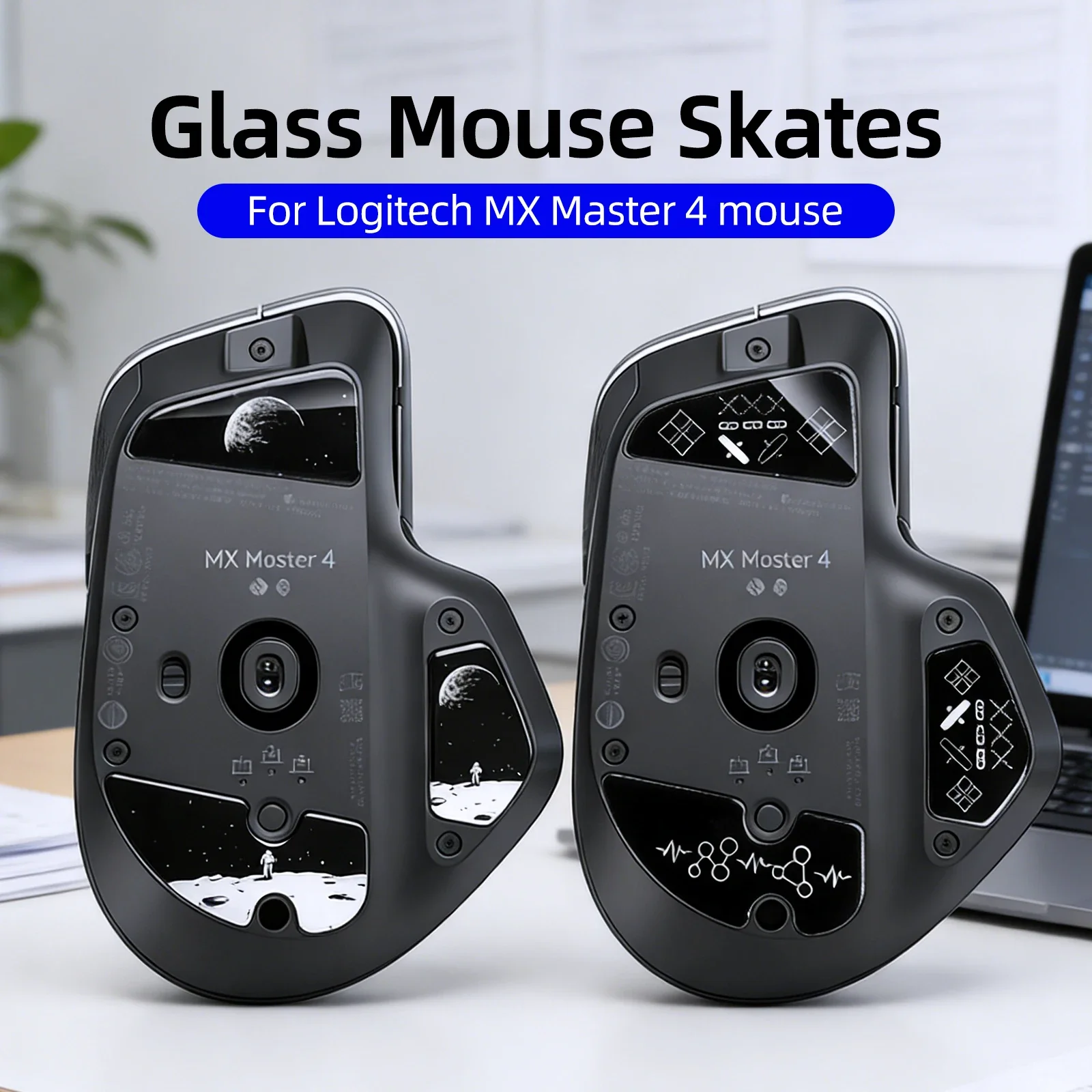 Glass Mouse Skates for Logitech MX Master 4 Wireless Gaming Feet Mouse Pads Smooth Durable 2.5D Curved Edge Accessories
