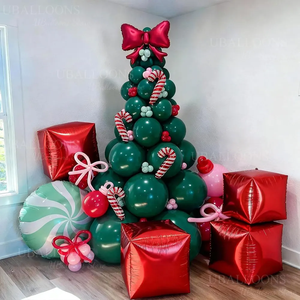 10pcs Red Square Foil Balloons 22Inch 4D Gift Box Cube Foil Balloon for Christmas Birthday Wedding Building Blocks Party Decor
