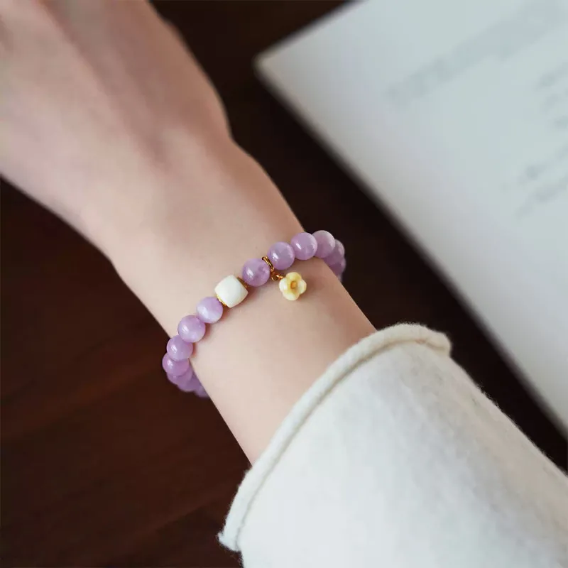 Natural Amethyst Bracelet Light Luxury Exquisite Beaded Bracelet Kunzite Bracelet for Luck and Romance Gifts
