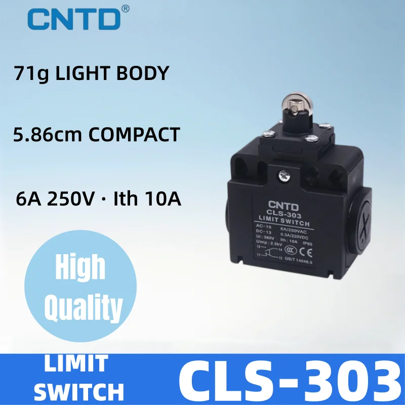 CNTD CLS-303 Cross Wheel Roller Plunger Limit Switch 10A 250V IP65 Waterproof 1NO 1NC Snap Action Travel Switch CNC Elevator CE