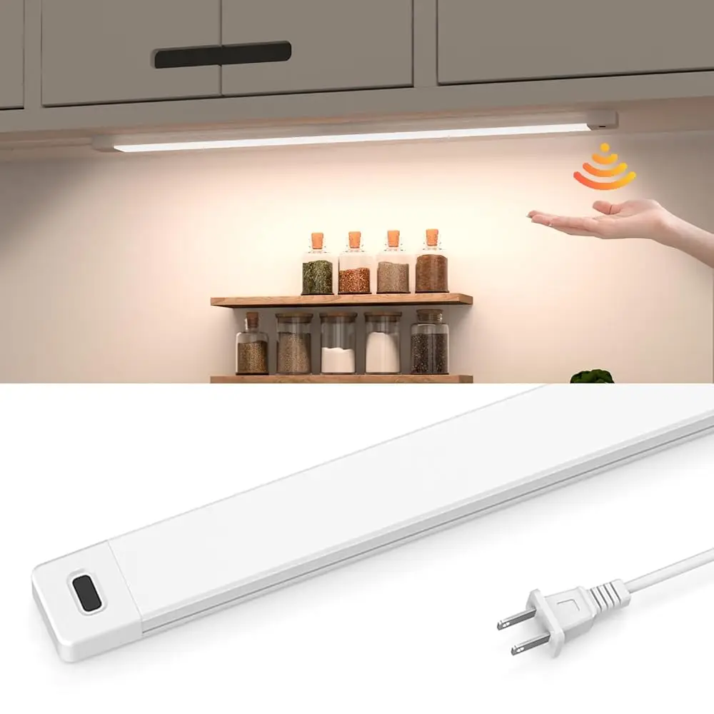 

16 H Under Cabinet Lights With Hand Wave, Under Counter Lighting 4000K Natural White,Dimmable,Plug And Play,Led Lights For