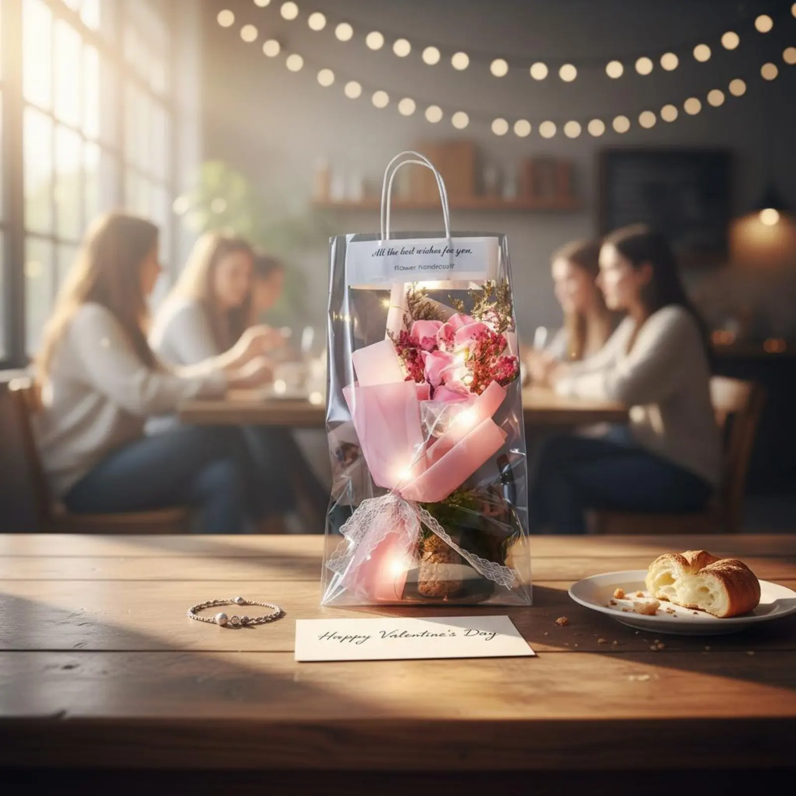 

Цветочная композиция из мыла: романтический букет в подарочной сумке, реалистичный вид, ручная работа, для мамы, декор для дома