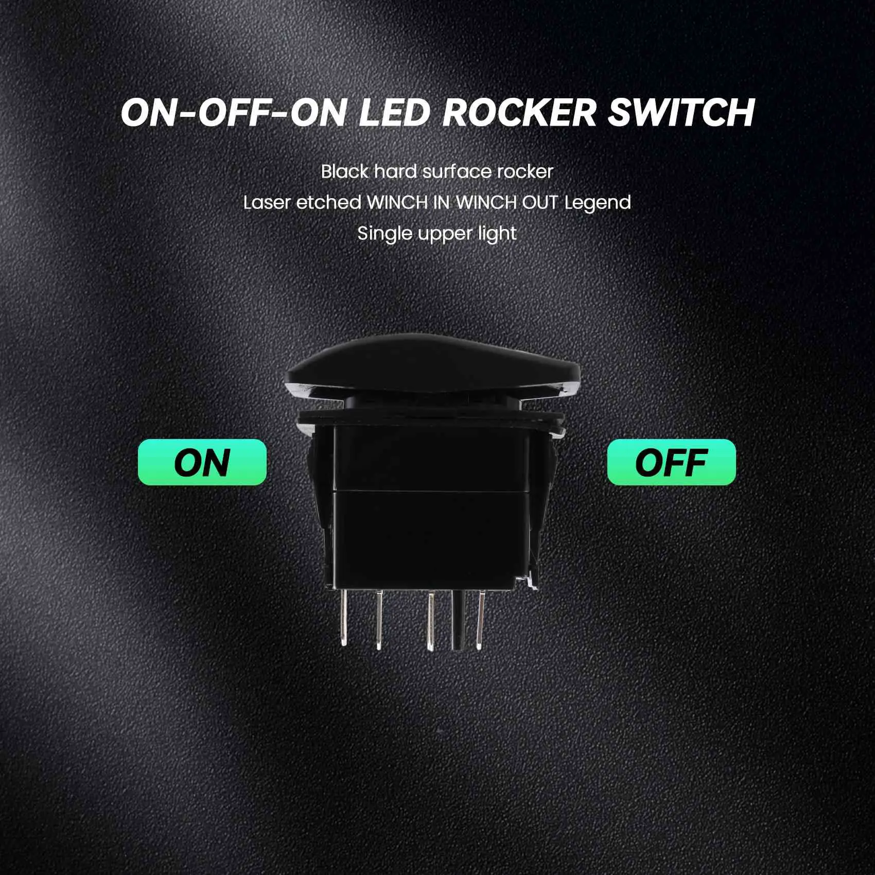 12V 20A Winch In Winch ON-OFF-ON Rocker Switch 7 Pin LED greenJAS