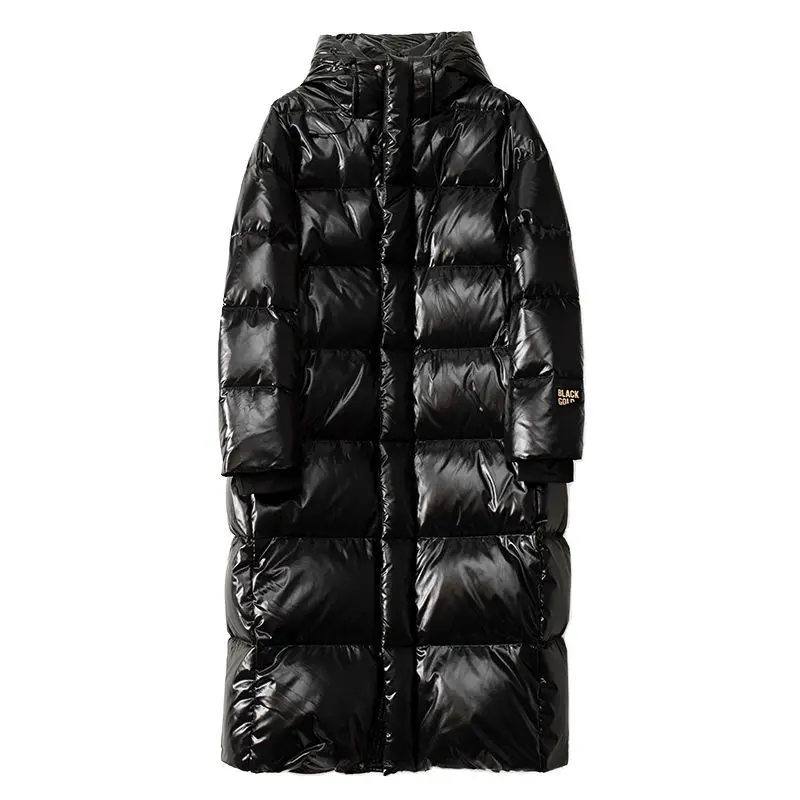 2024 New White Goose Down 400g Black Gold Spring and Autumn Extra Long Wind-Resistant Down Jacket women\'s hat coat