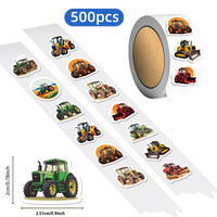 500PCS Cartoon Tractor Reward Stickers 10 Different Styles Stickers 2.5cm/1.0in Learning Reward Game Party Gift Seal