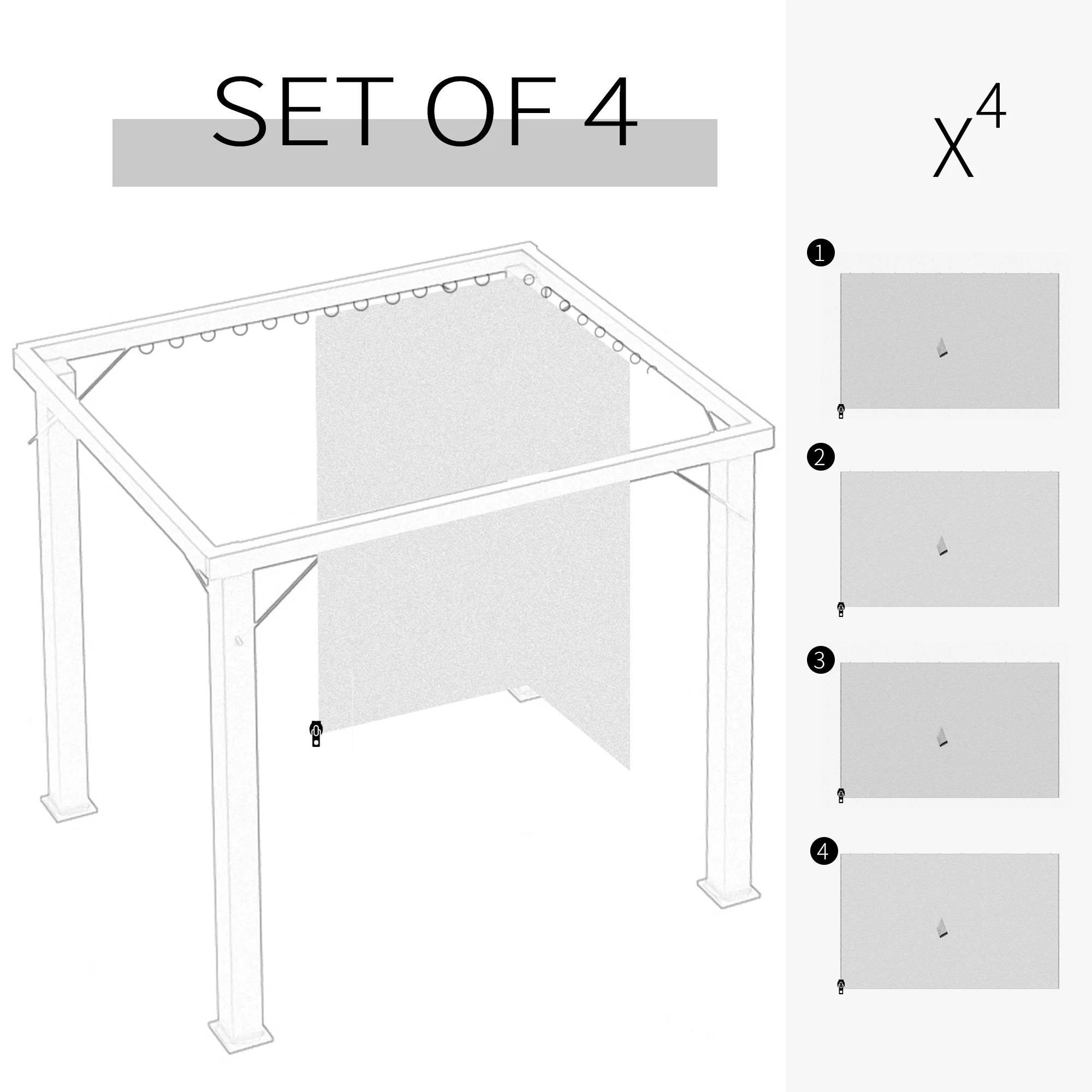 130.75" x 80.75" Universal Pergola Curtain Kit w/ Hooks/C-Ring Included, Brown view 7