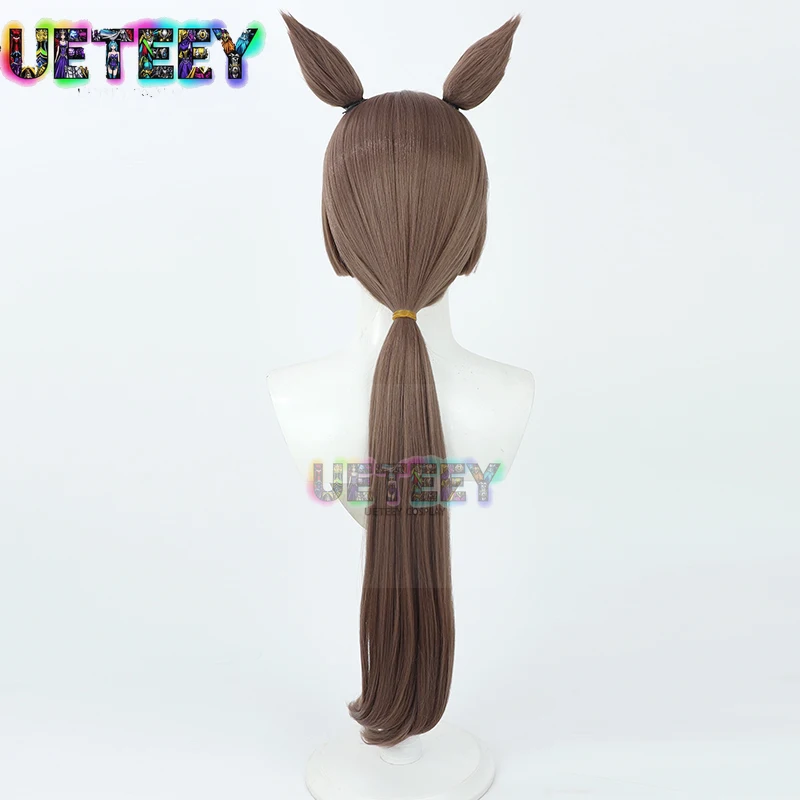 UETEEY Uma Musume: جميلة ديربي ساتونو الماس شعر مستعار تأثيري آذان الذيل تأثيري هالوين الدعامة الشعر الاصطناعية مقاومة للحرارة