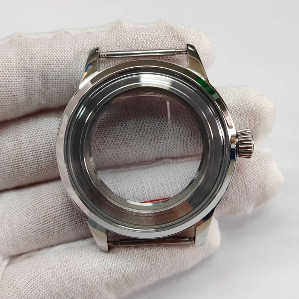 Nuova cassa dell'orologio da 40 mm per movimento NH35/NH36/4R Cassa lucida in acciaio inossidabile Cover posteriore trasparente Corona push-in