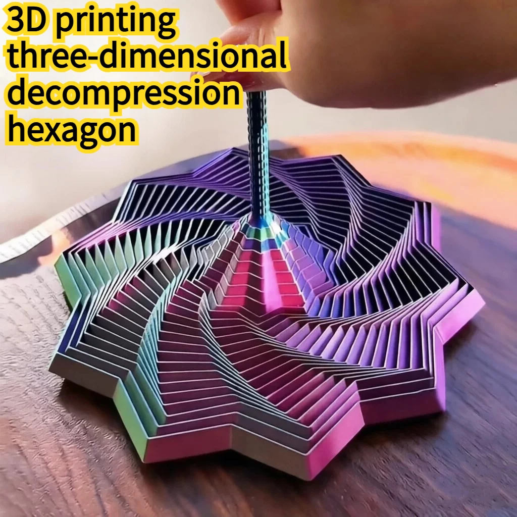 NEW 3D Printing Spiral Tower Creative Three-dimensional Octagonal Decompression Magical Silky Office Desktop Decoration