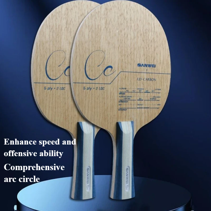 

SANWEI Carbon CC Table Tennis Racket Blade 5 Wood 2 LD Carbon Offensive Ping Pong Blade for Loop Drive & Attack for Beginners