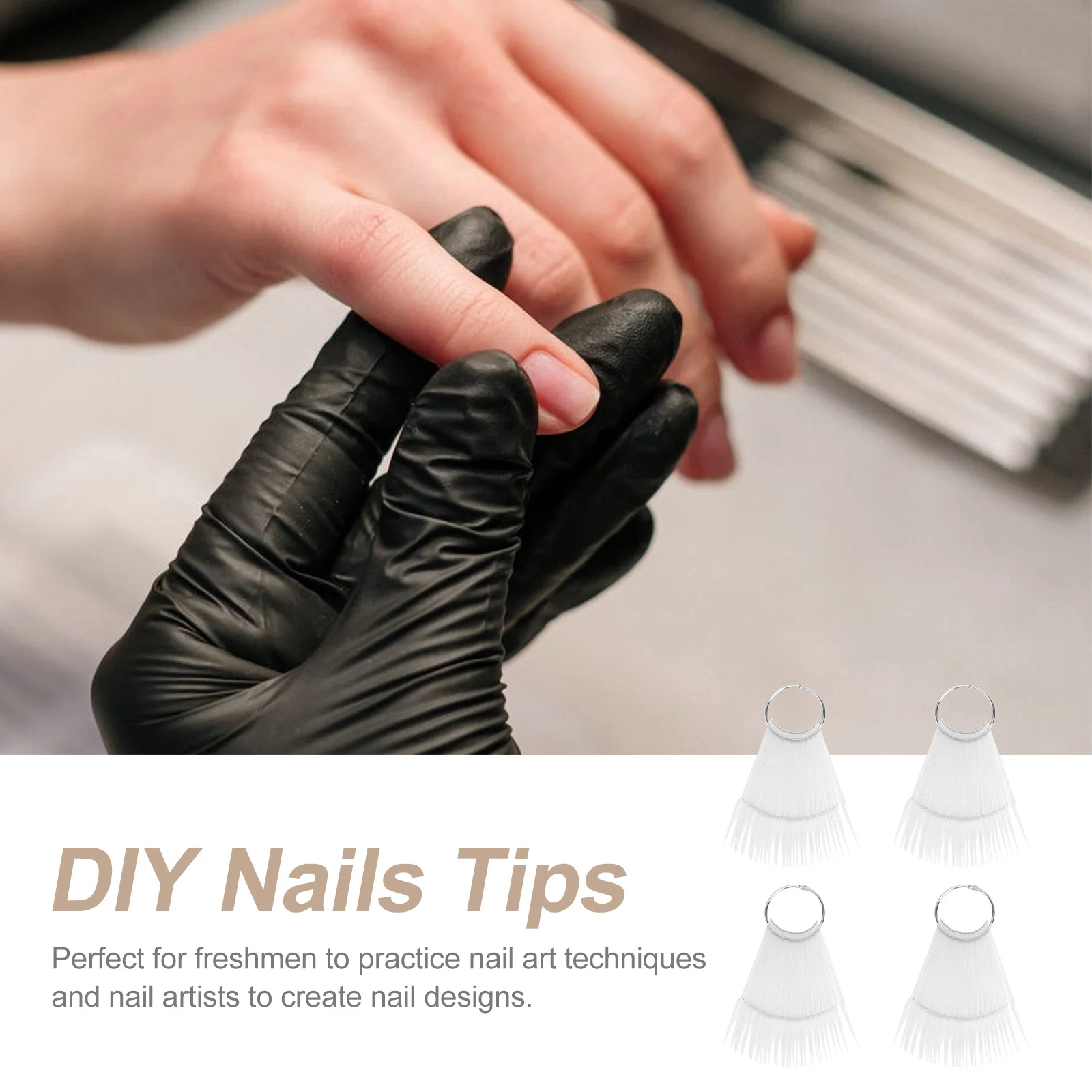 4세트 부채꼴 팁 연습 키트 투명 아트 디스플레이 보드 매니큐어 연습용 팁 네일 컬러 플레이트