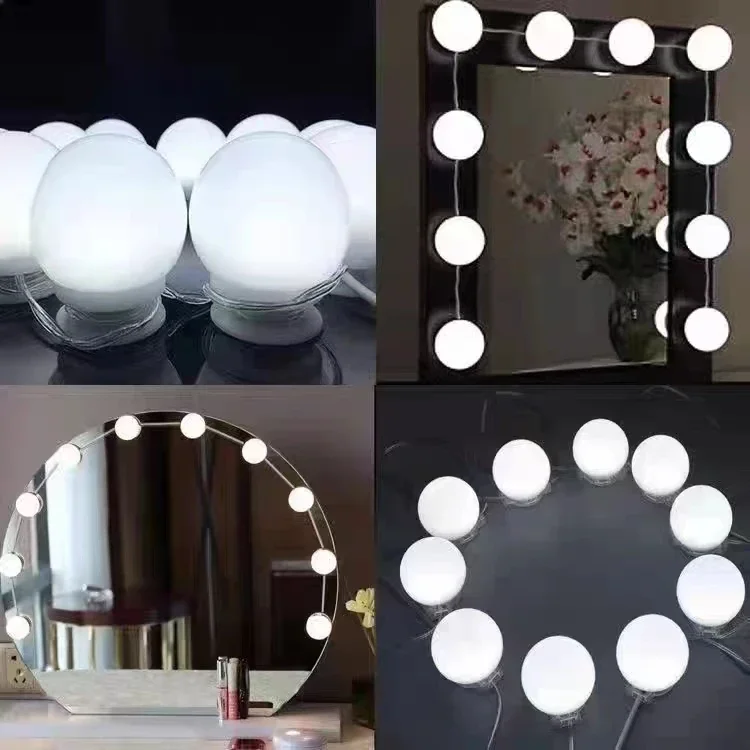 JOYINLED 10 Bulbs Minimalism Vanity Mirror Fill Light Adjustable Luminance 3 Colors LED USB Wall Bulbs String All Pretty Light