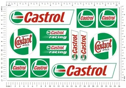 Aceites de castrol, patrocinador de carreras, calcomanías para motocicleta y coche, pegatinas para casco, juego laminado para Suzuki, Honda, Kawasaki, Ducati, Yamaha, coche