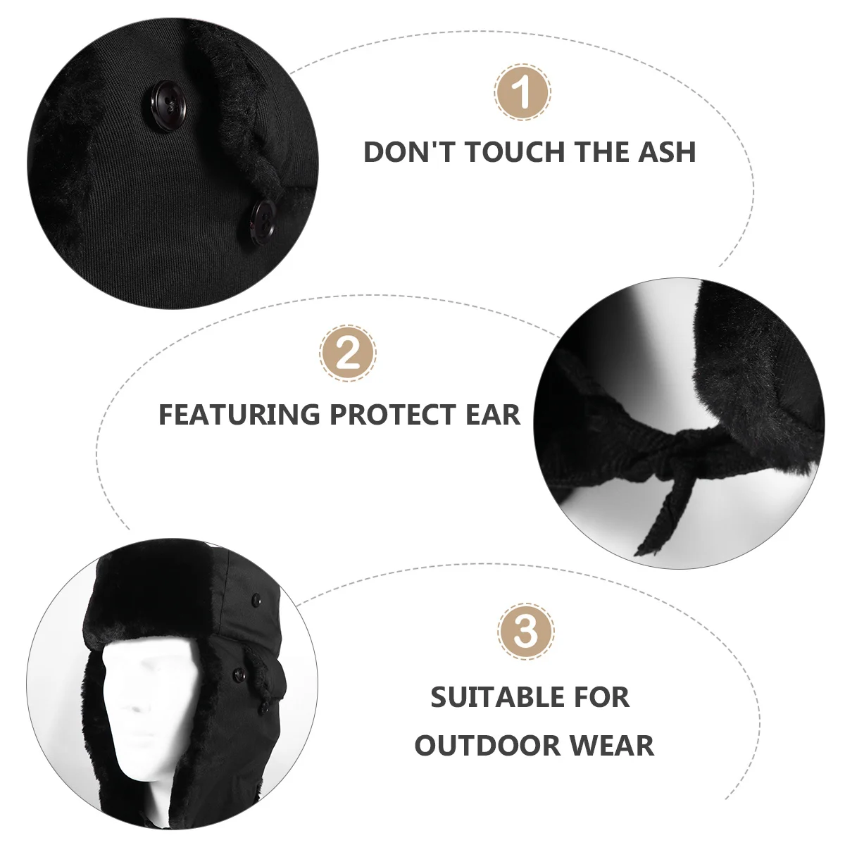 1Pcs Winter Windproof Thickened Cotton Earflap Hat Keep Warm Outdoor Ski Trapper Cap Cold Day Headwear Gift Windproof Hat