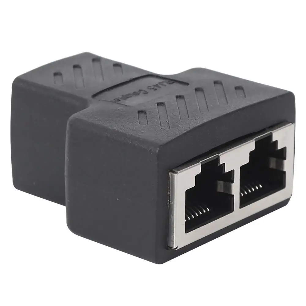 

5 PCS 1 Into 2 Three Way RJ45 Network Splitter 8 Pin Black RJ45 Ethernet Splitter Adapter Industrial Grade