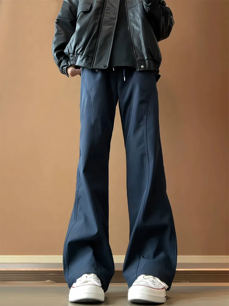 Black American Style Soft  Men's Autumnal Waterproof Windproof Quick Dry Workwear Trousers Casual Diagonal Cut Straight Leg