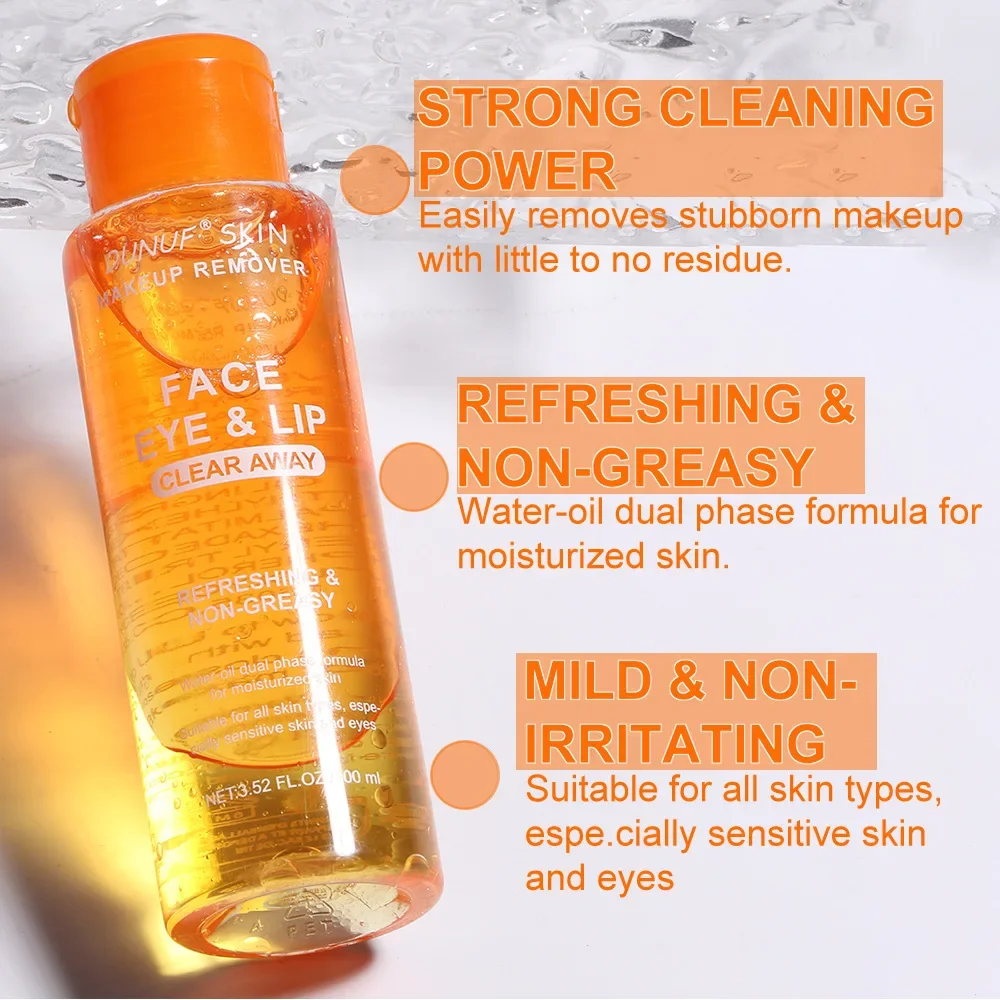 DUNUF 100ML Makeup Remover 3-in-1 Cleansing Oil Water-Oil Dual Phase Deep Clean Moisturize Oil Control Not Greasy