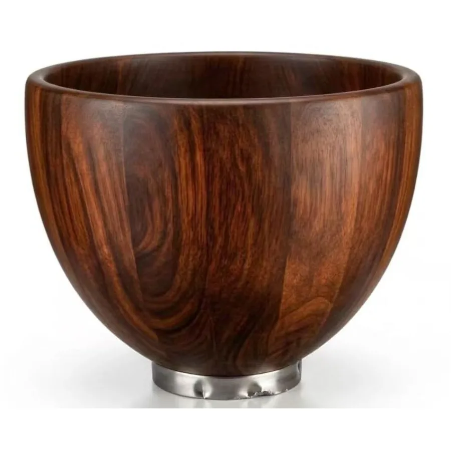

Kitchen aid mixer bowl for 4.5 5 QT tilt-head models: natural wood mixing bowl with stainless steel locking base, rustic brown,