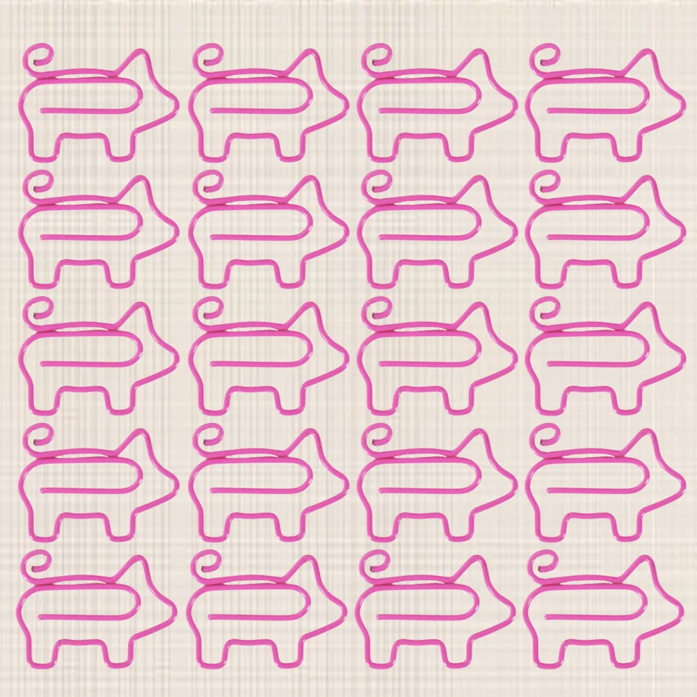 40Pcs Cartoon Pig Design Paper Clips Metal Organizer for Office School Document Holder Colorful Metal Paper Clips
