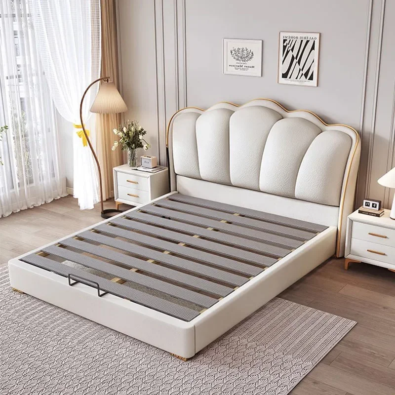 #￥Safe Cheap Bed Bedroom Frame Design Loft Floor Sun Soft Comfortable Beauty Platform Bed Full Camas De Casal Outdoor Furniture