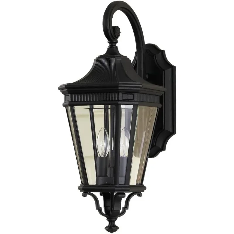 Cotswold Lane Outdoor Patio Lighting Wall Lantern, Black, 2-Light (9