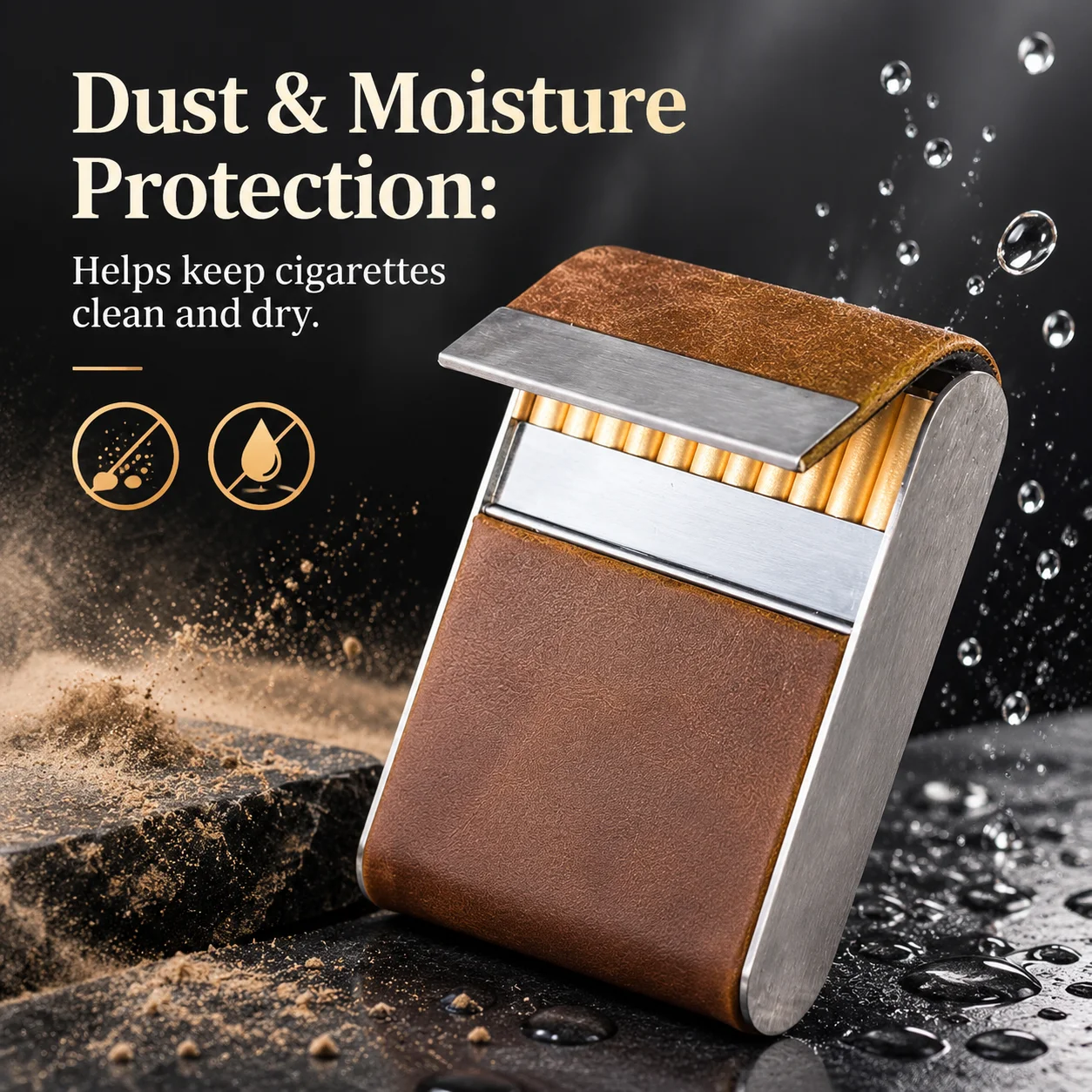 Capacity PU Metal Cigarette Box With Magnetic Buckle Metal Fashion Suitable For Men And Women Can Hold About 20 Cigarettes